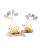 Mini Amethyst Tree With Wealth Cat (Auspicious Word 發)