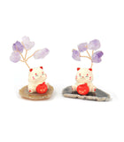 Mini Amethyst Tree With Wealth Cat (Auspicious Word 平安)