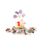 Mini Amethyst Tree With Wealth Cat (Auspicious Word 发財)