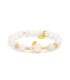 White Agate with Jade Rabbit Charm Bracelet