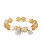 Sky Rooster Charm Bracelet with Crystal Quartz & Golden Lampwork Glass Beads