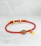 Wood Element Bracelet with Lucky Red String