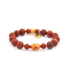 "OM MANI PADME HUM" Mantra Charm Bracelet with Red Jasper Beads