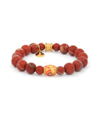 "OM MANI PADME HUM" Mantra Charm Bracelet with Red Jasper Beads