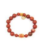 "OM MANI PADME HUM" Mantra Charm Bracelet with Red Jasper Beads