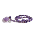 Amethyst Necklace with Amethyst Double Point & Wealth Tree Charm