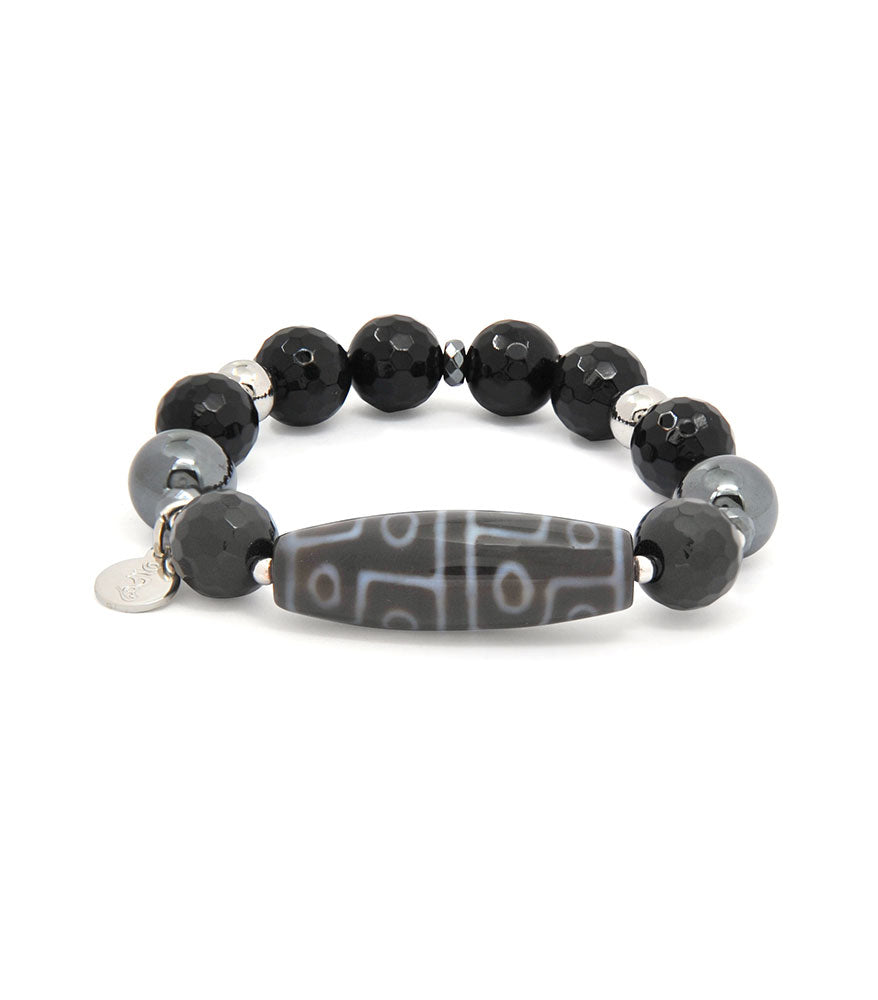 12 Eye Dzi Bead with Black Onyx for Protection – FSMegamall.com