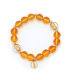 Faceted Citrine with Double Pineapple Charm Bracelet